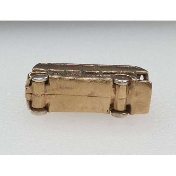 Vintage 9K Gold London Bus Charm Pendant "London Transport" Engraved Rotating Wh - Picture 4 of 14